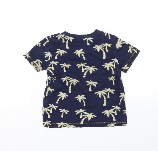 Primark Boys Blue Floral  Basic T-Shirt Size 9-12 Months