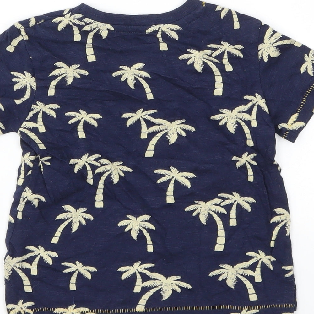 Primark Boys Blue Floral  Basic T-Shirt Size 9-12 Months