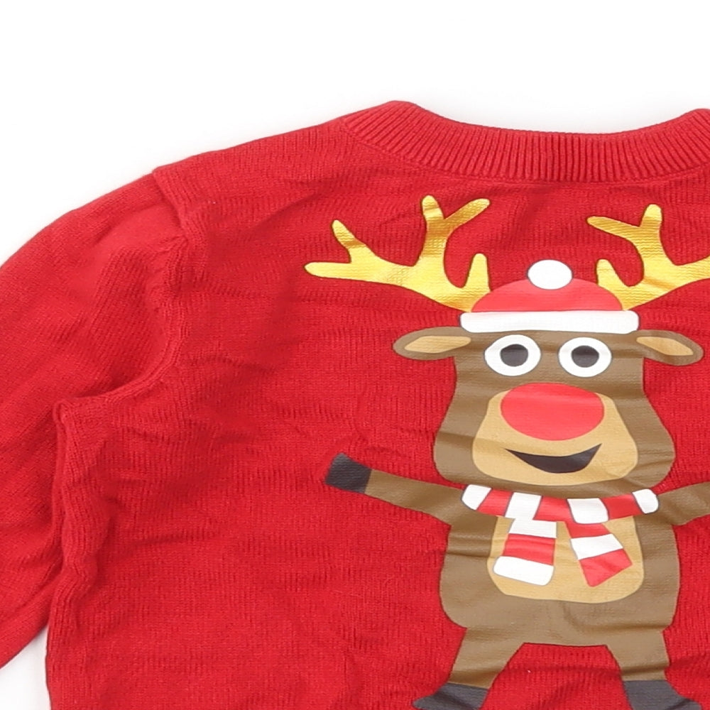 H&M Girls Red   Pullover Jumper Size 2 Years