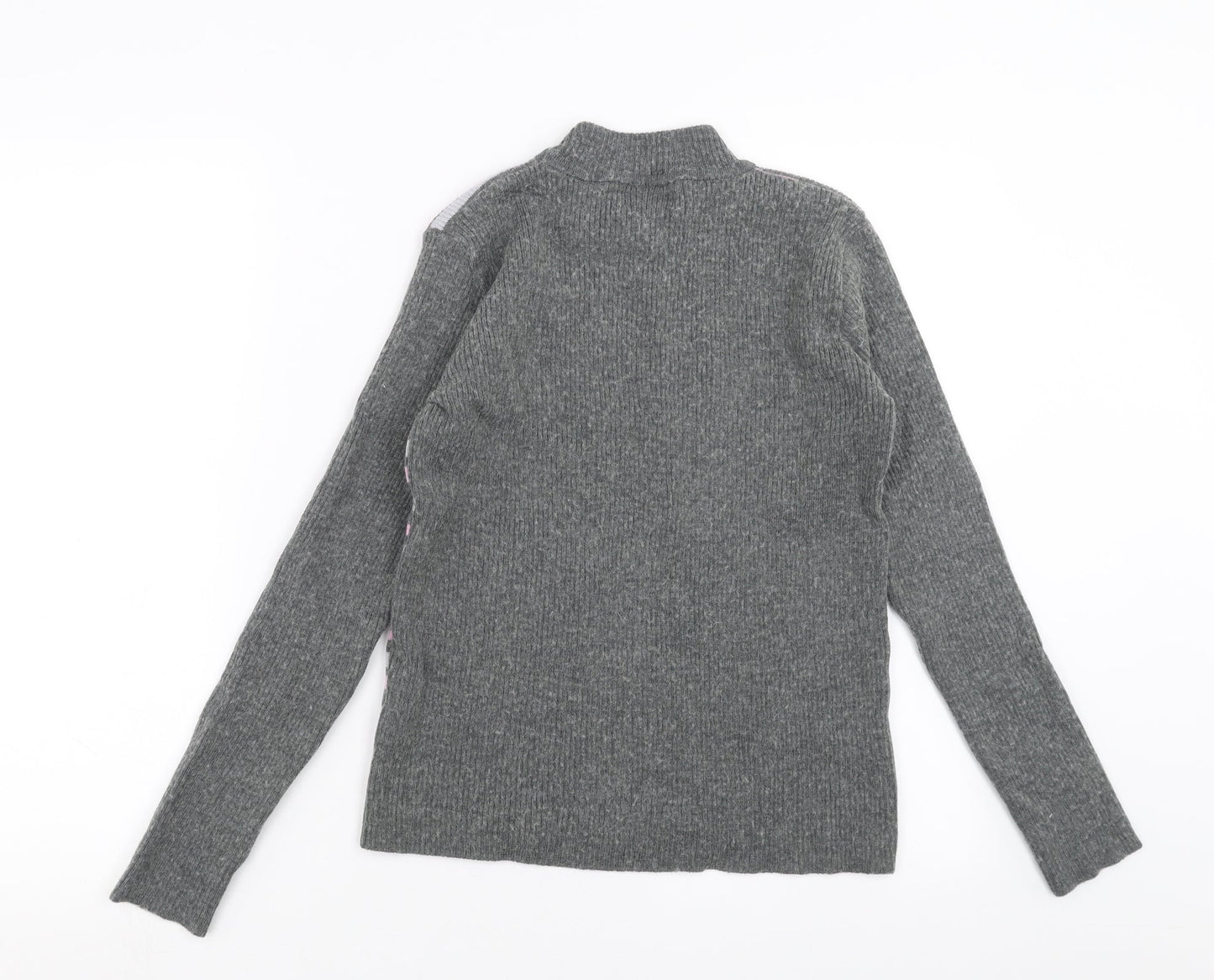 AFIBEL Womens Grey Striped Knit Pullover Jumper Size 10