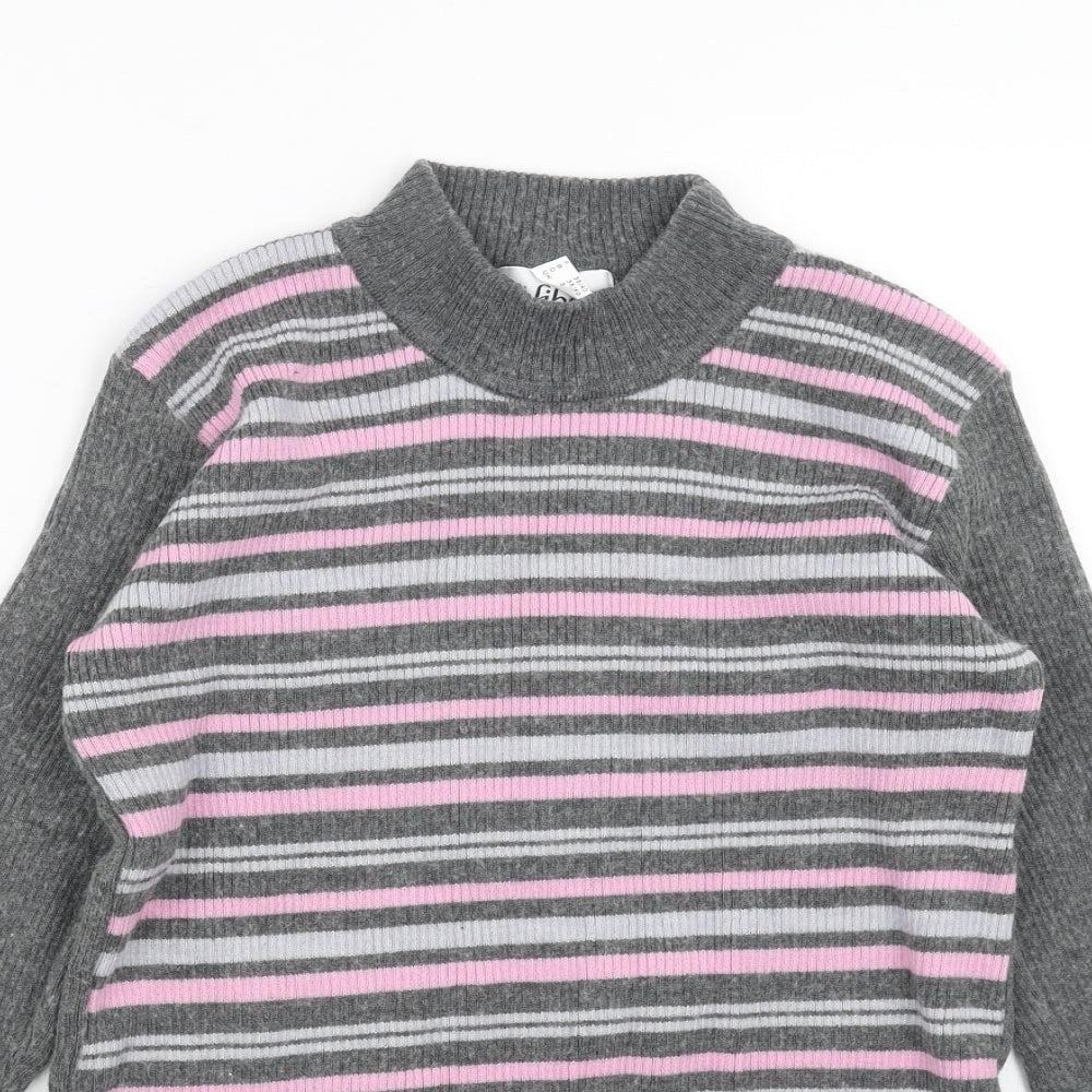 AFIBEL Womens Grey Striped Knit Pullover Jumper Size 10