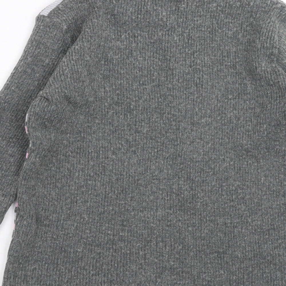 AFIBEL Womens Grey Striped Knit Pullover Jumper Size 10