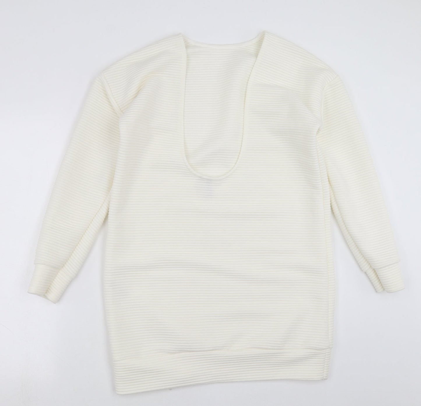 ASOS Womens White Striped  Pullover Sweatshirt Size 8  - Scoop Back