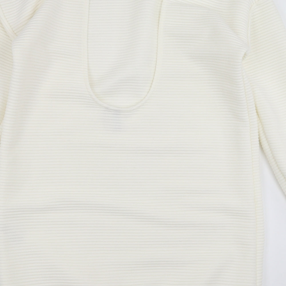 ASOS Womens White Striped  Pullover Sweatshirt Size 8  - Scoop Back