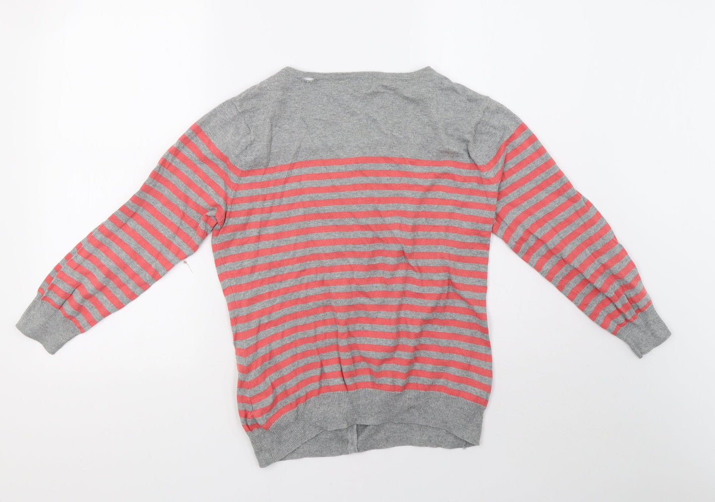 F&F Womens Grey Striped  Cardigan Jumper Size 14