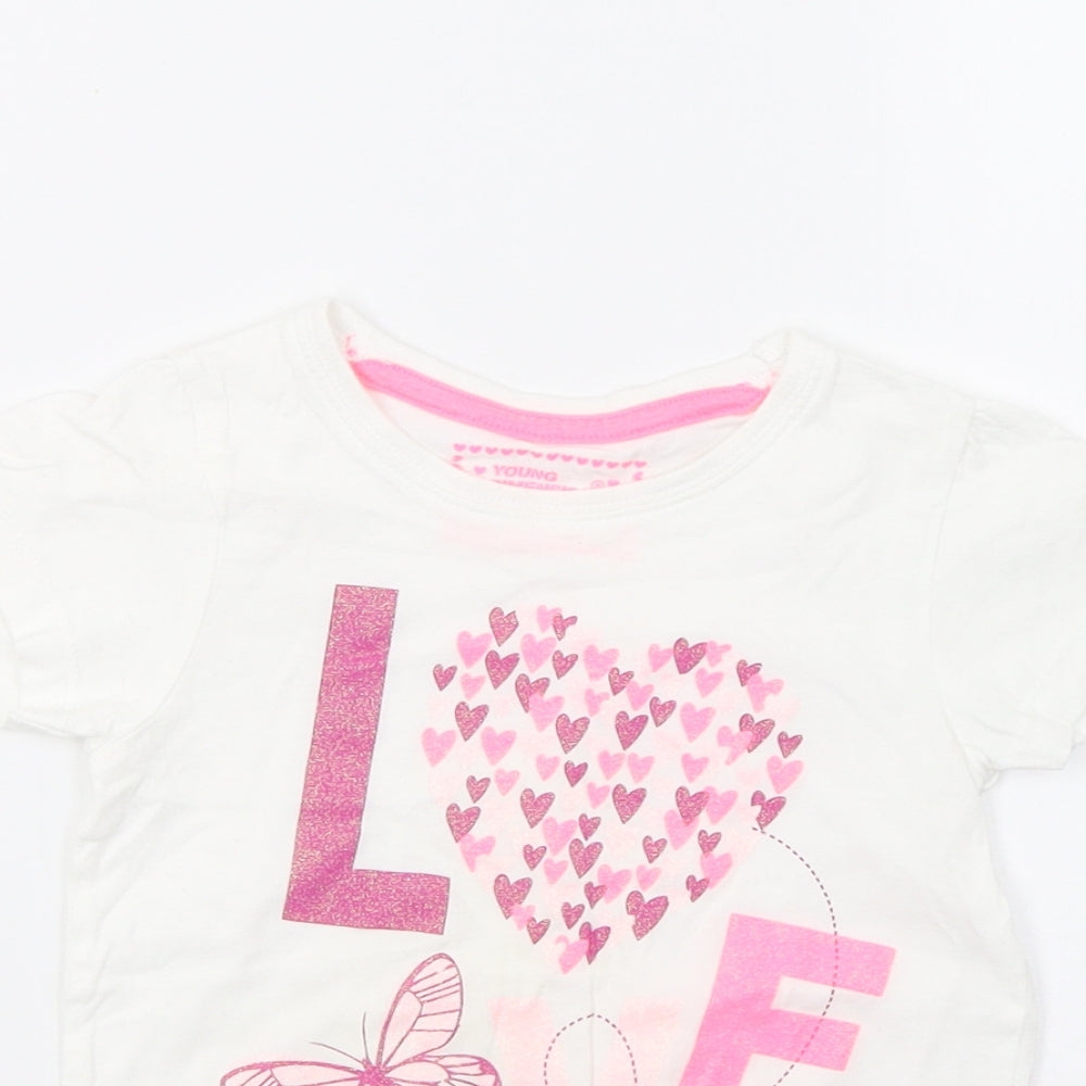 Young Dimension Girls White   Basic T-Shirt Size 2 Years