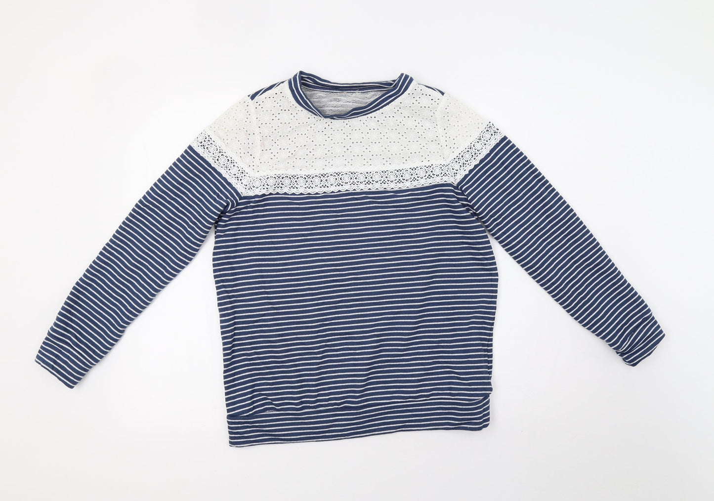 Matalan Womens White Striped  Pullover Sweatshirt Size 10