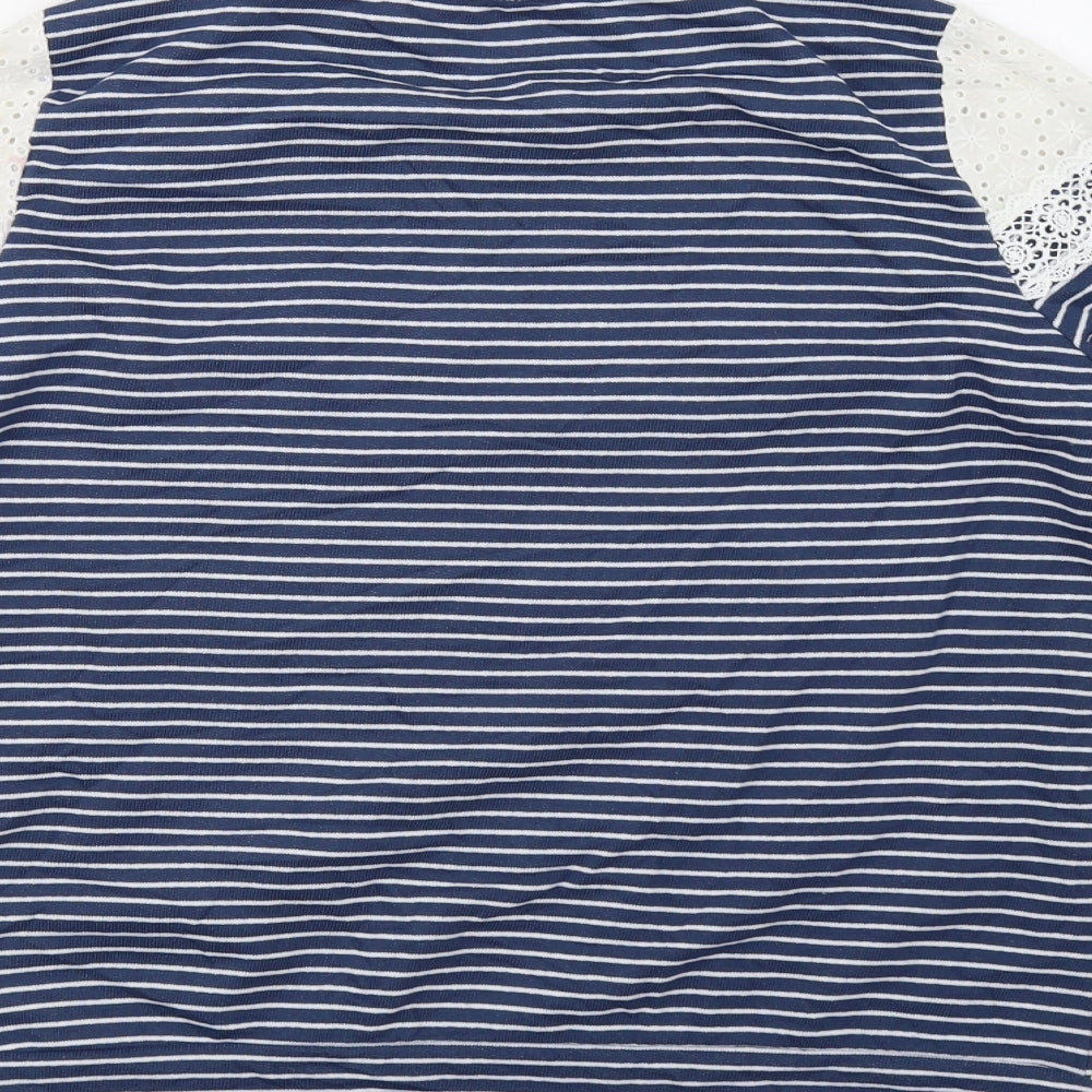 Matalan Womens White Striped  Pullover Sweatshirt Size 10