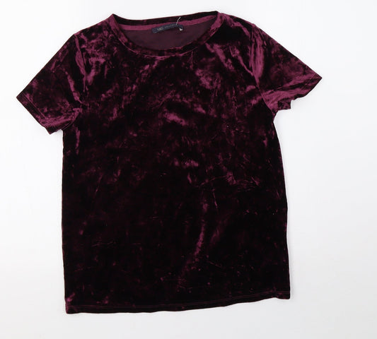 Marks and Spencer Womens Purple  Velvet Basic T-Shirt Size 6