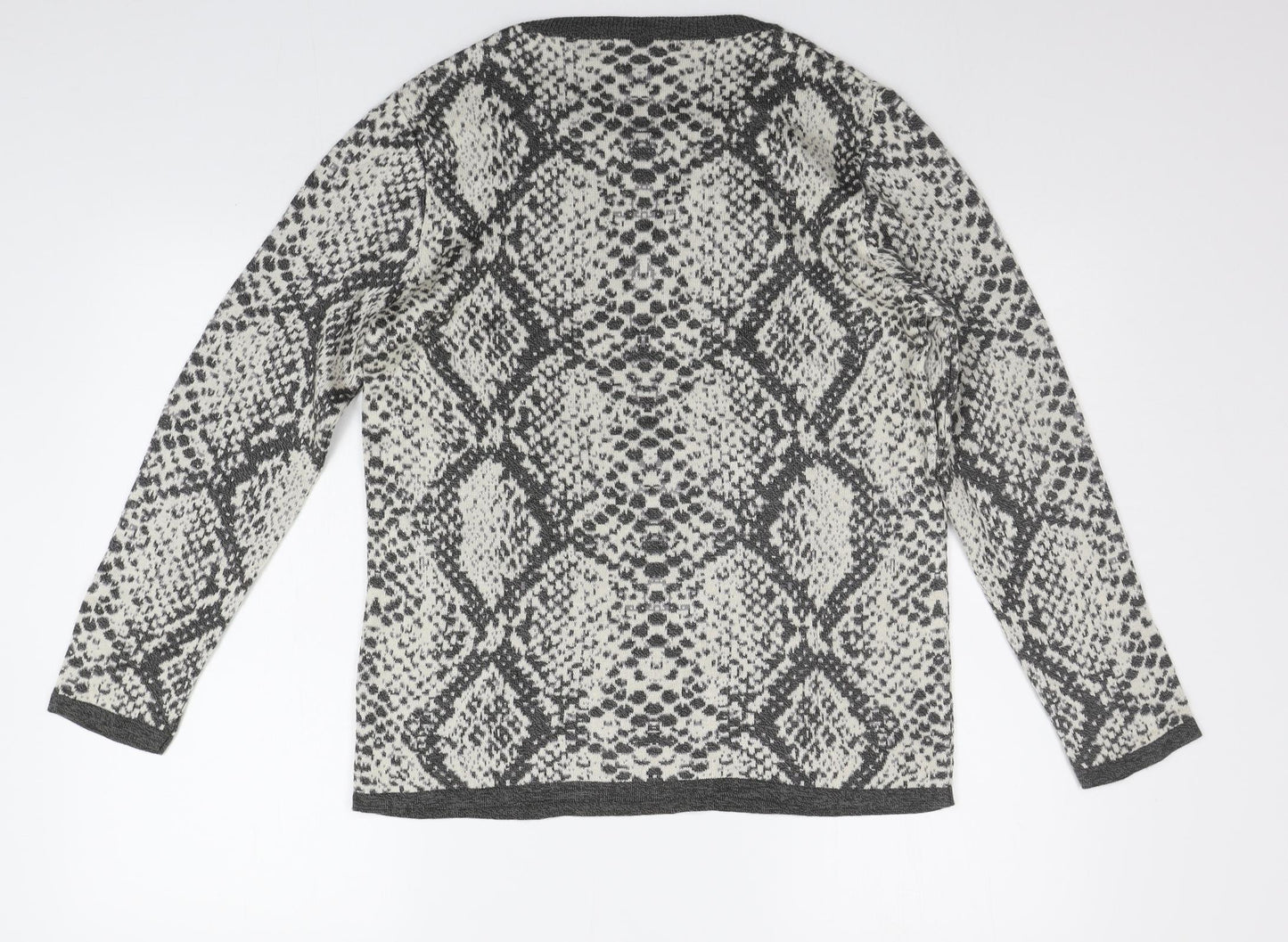 TU Womens Grey Geometric  Pullover Jumper Size 12