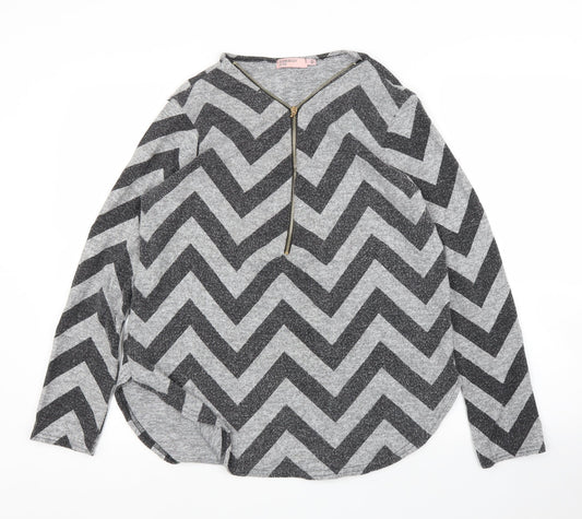 Somebody Else Womens Grey Striped  Basic Blouse Size 12