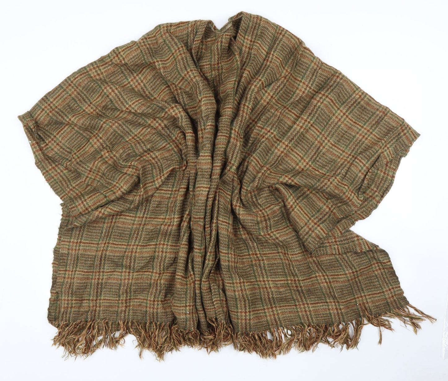 Preworn Womens Brown Plaid  Cape Jumper One Size