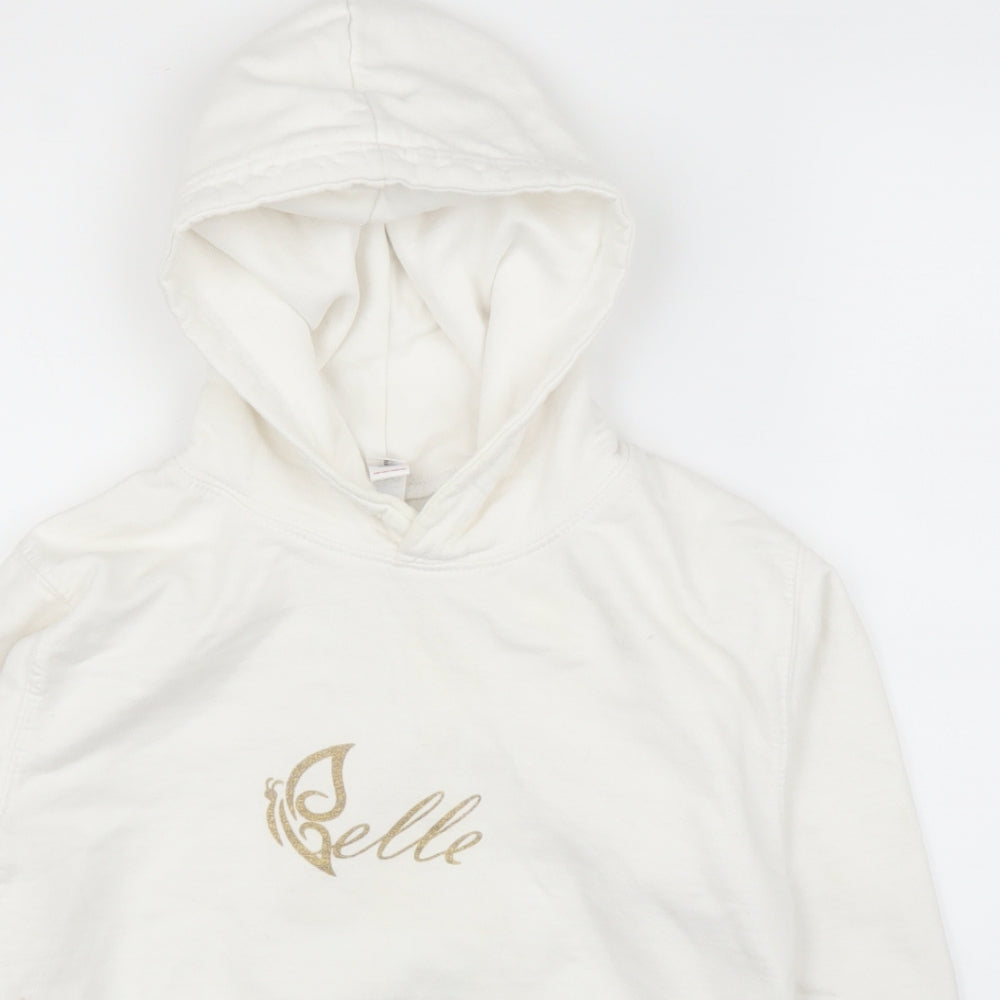 Just Hoods Girls White   Pullover Hoodie Size M