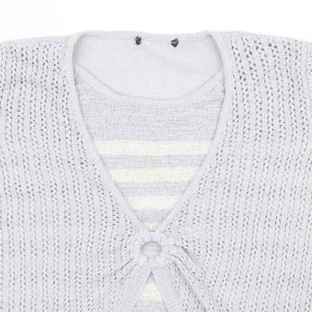 BM Womens Blue Striped  Pullover Jumper Size S