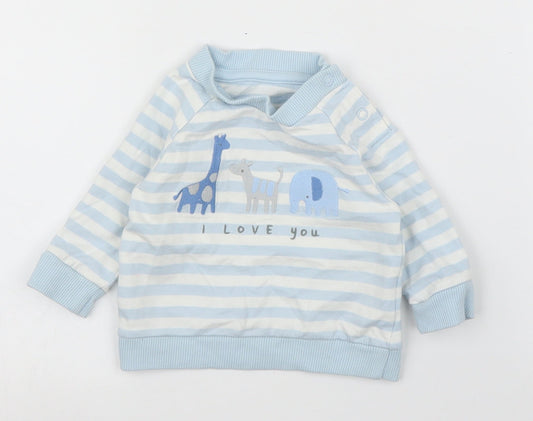 Mothercare Boys Blue Striped  Pullover Jumper Size 0-3 Months