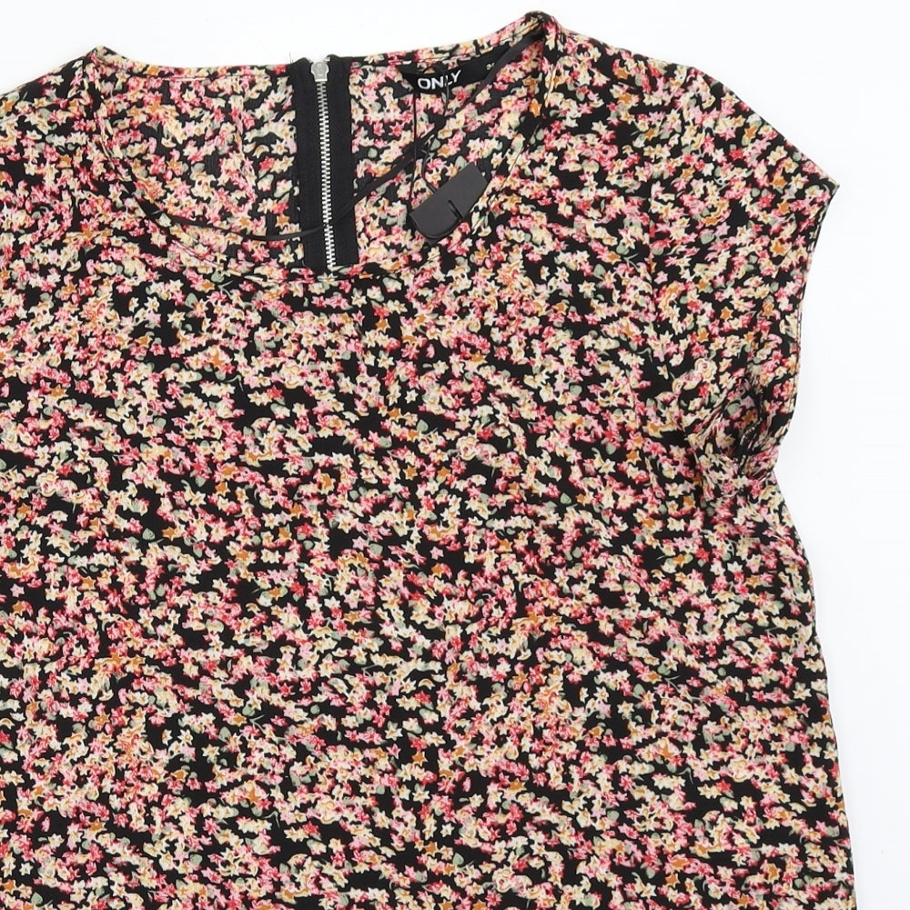 Only Womens Black Floral  Basic Blouse Size 34