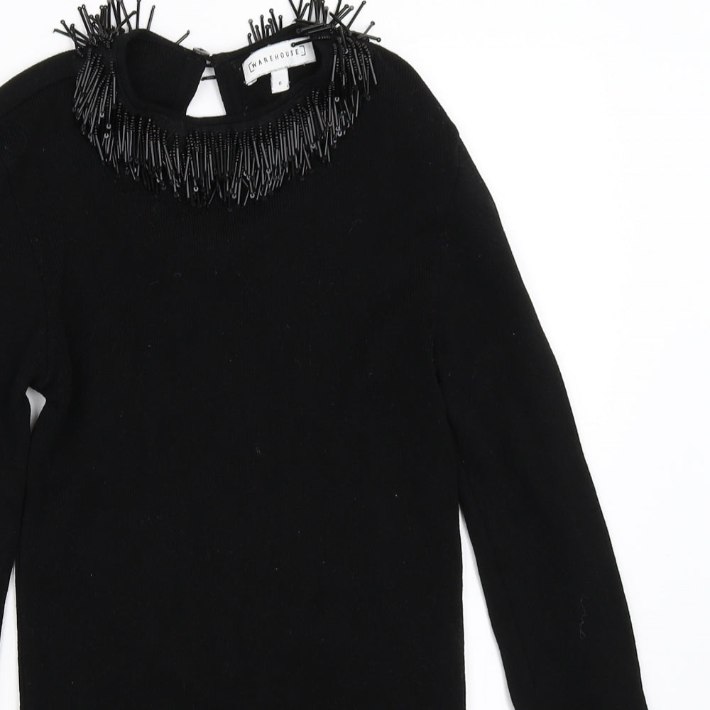 Warehouse Womens Black   Pullover Jumper Size 6