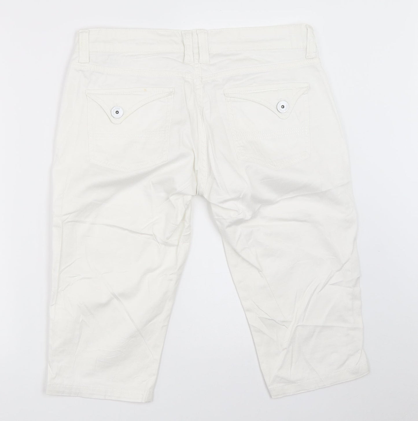 COTTON CLUB Womens White   Cropped Trousers Size 40