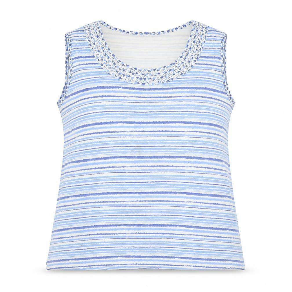 Bonmarché Womens Blue Striped  Basic Tank Size L