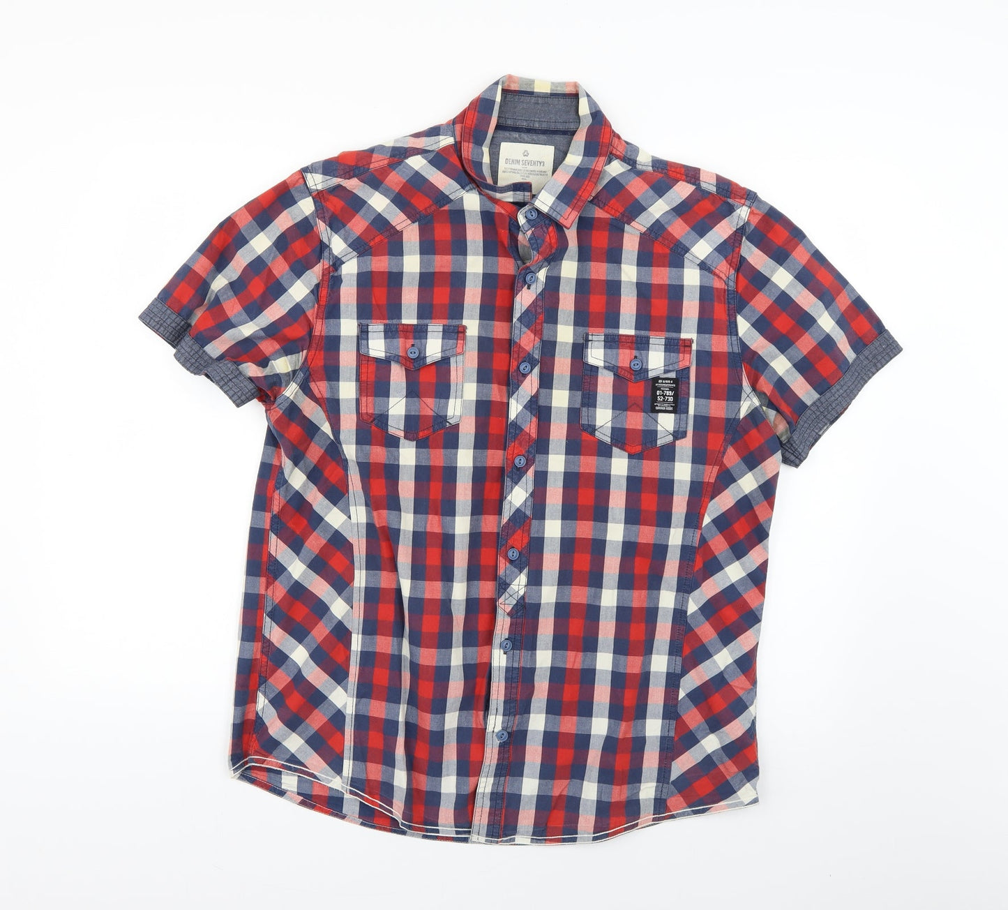 denim seventy Mens Multicoloured Check   Button-Up Size L
