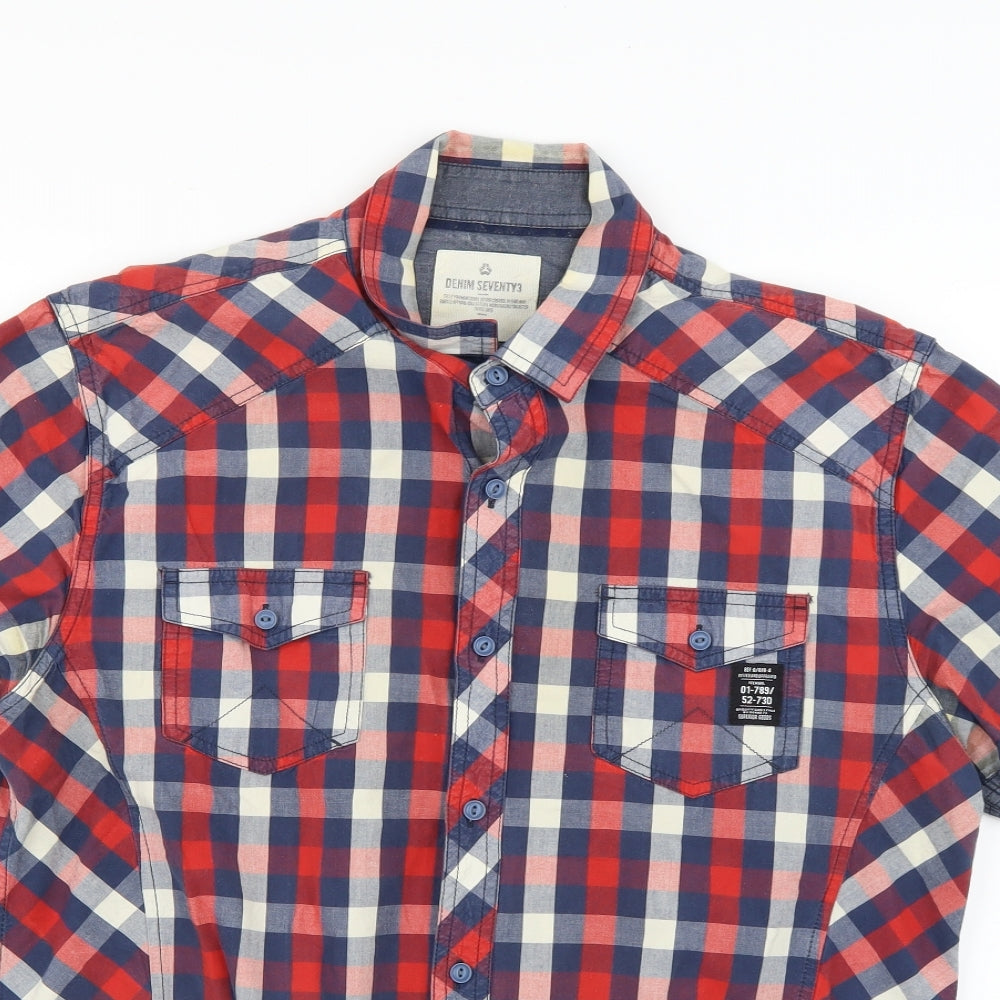 denim seventy Mens Multicoloured Check   Button-Up Size L