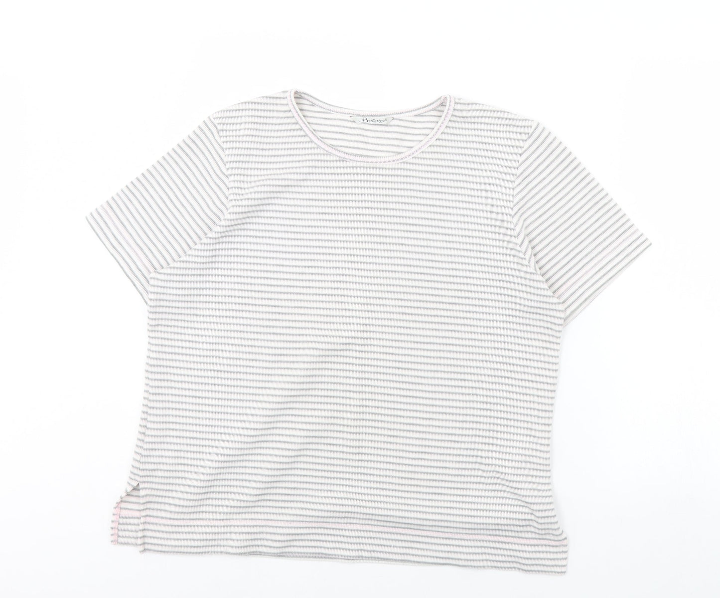 Berketex Womens White Striped  Basic T-Shirt Size 14