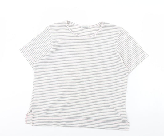 Berketex Womens White Striped  Basic T-Shirt Size 14