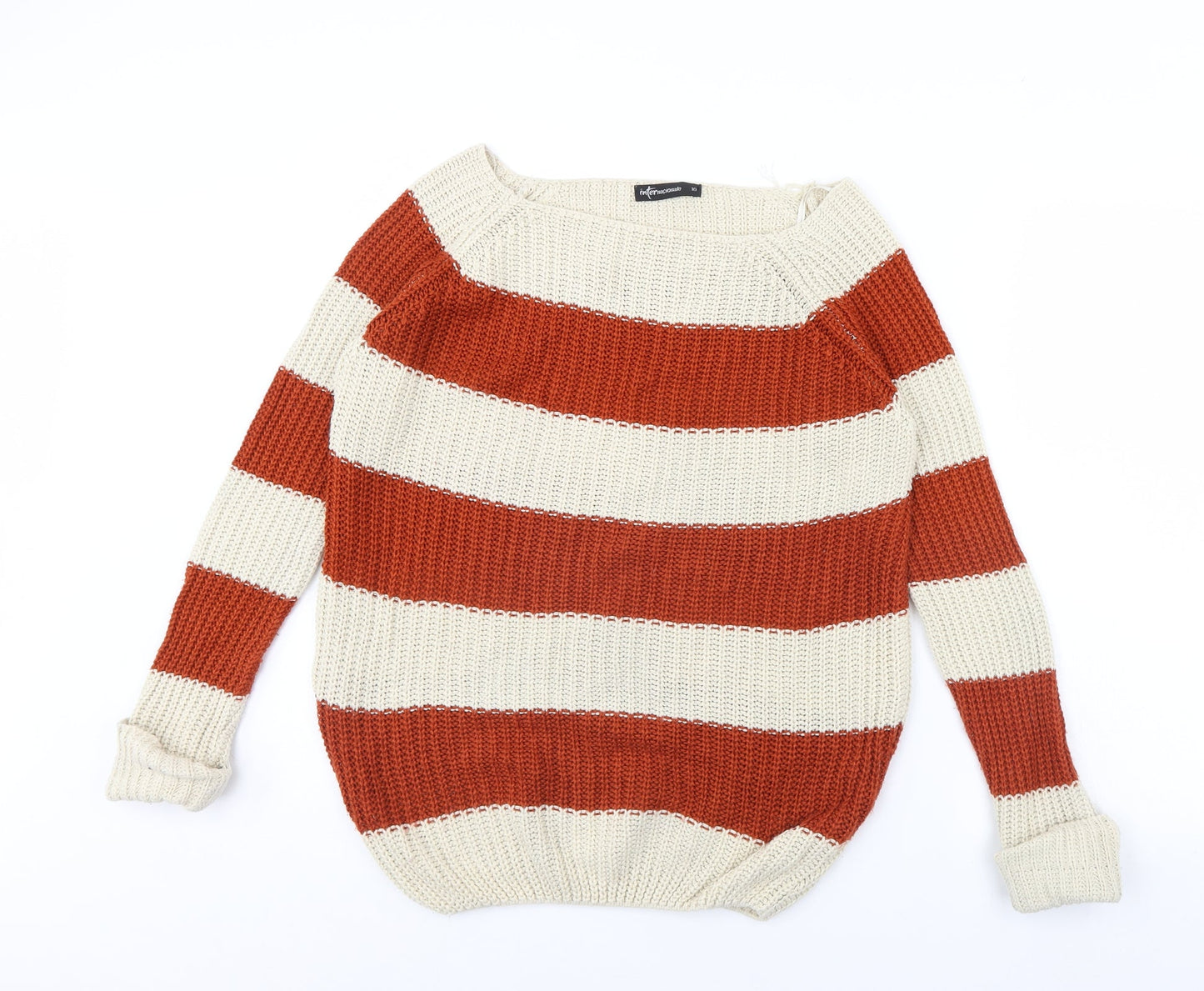 Internacionale Womens Beige Striped  Pullover Jumper Size 10