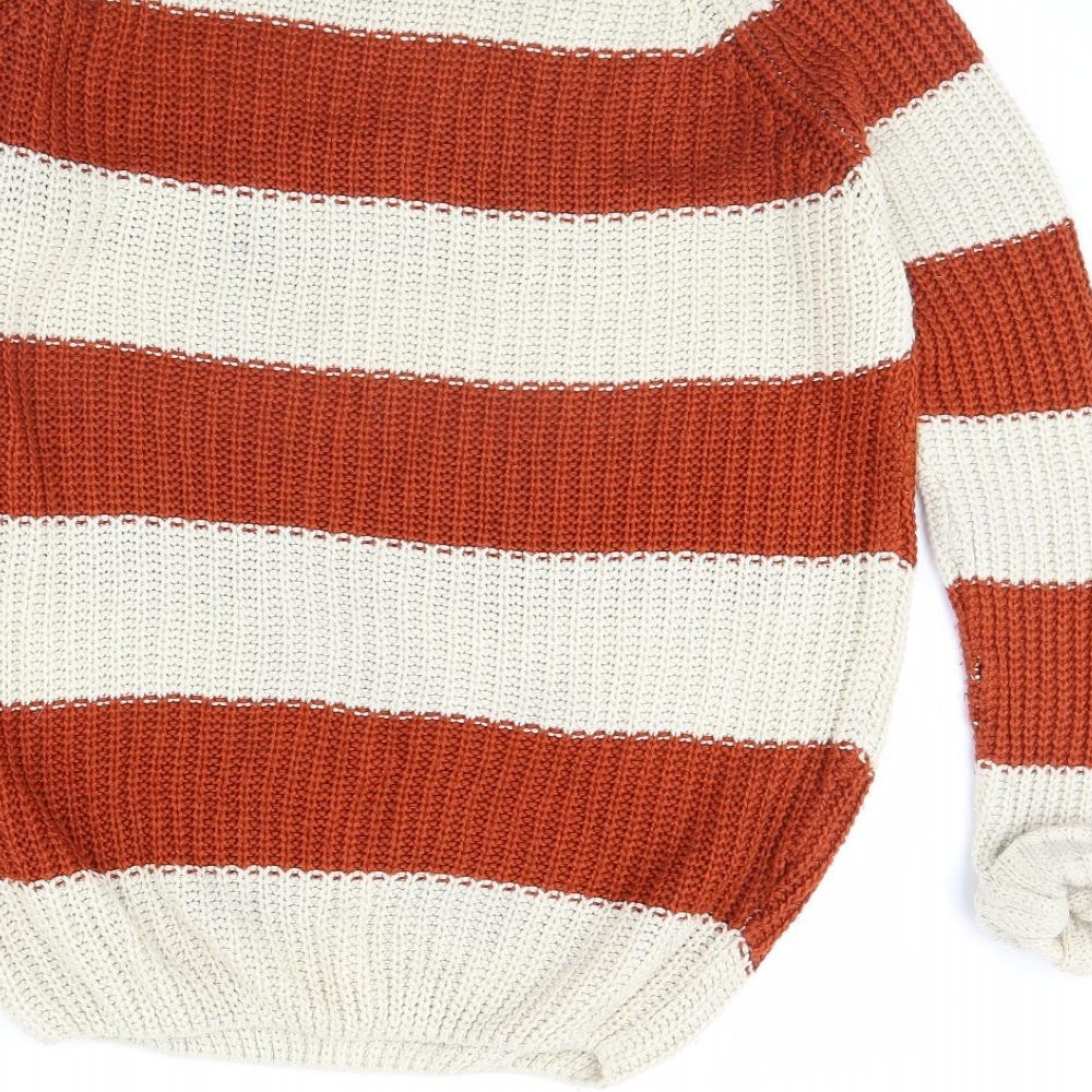Internacionale Womens Beige Striped  Pullover Jumper Size 10
