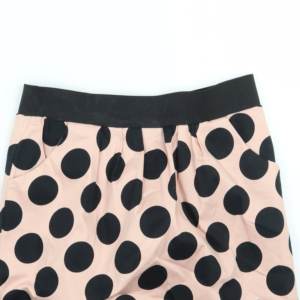 Preworn Womens Pink Polka Dot  A-Line Skirt Size 12