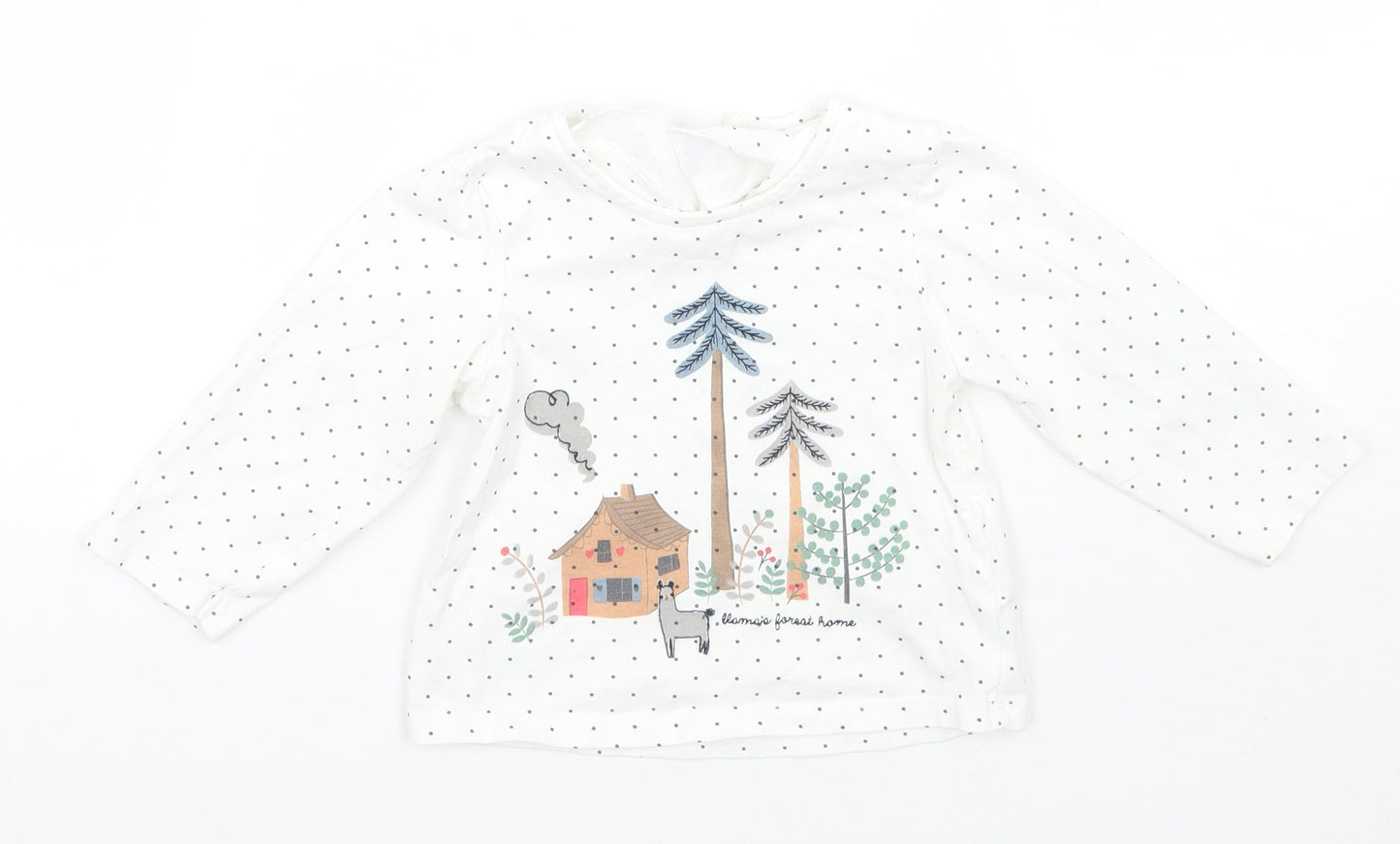 Marks and Spencer Girls White Polka Dot  Basic T-Shirt Size 12 Months