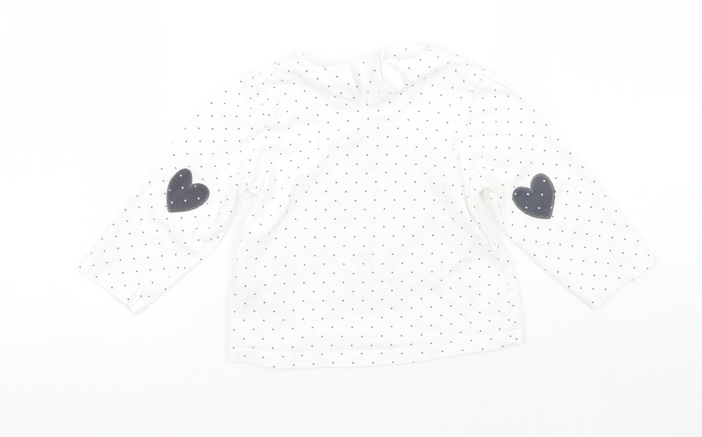 Marks and Spencer Girls White Polka Dot  Basic T-Shirt Size 12 Months