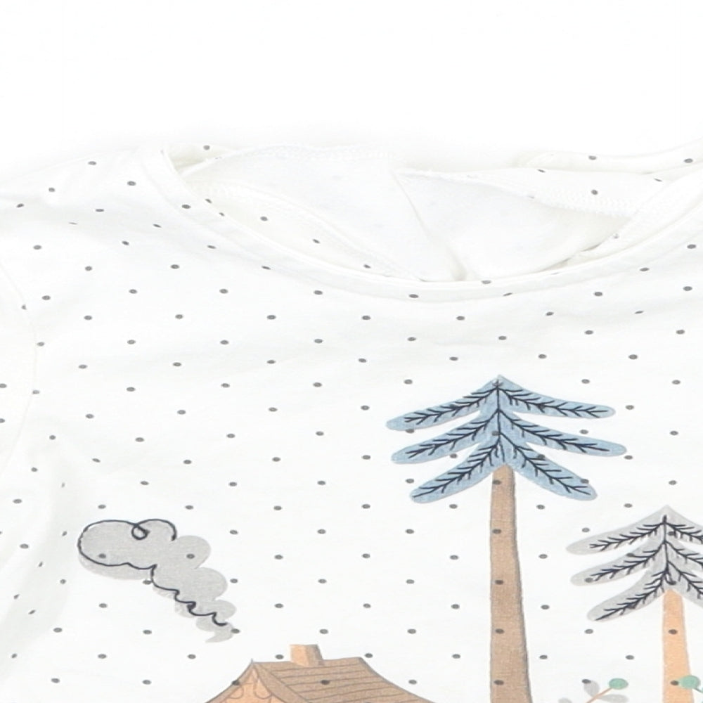 Marks and Spencer Girls White Polka Dot  Basic T-Shirt Size 12 Months
