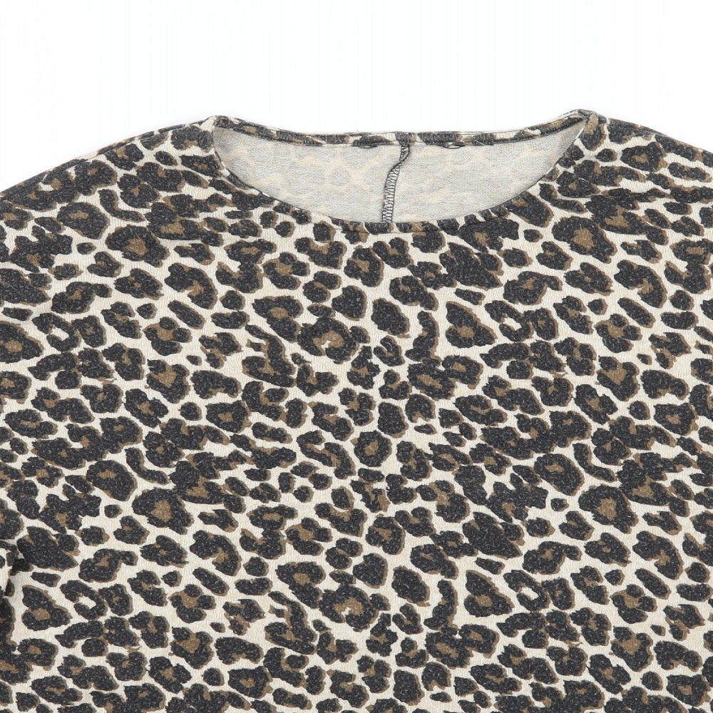 Dorothyt Womens Beige Animal Print  Pullover Jumper Size 14