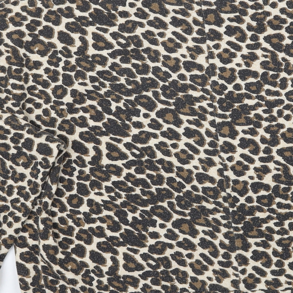 Dorothyt Womens Beige Animal Print  Pullover Jumper Size 14