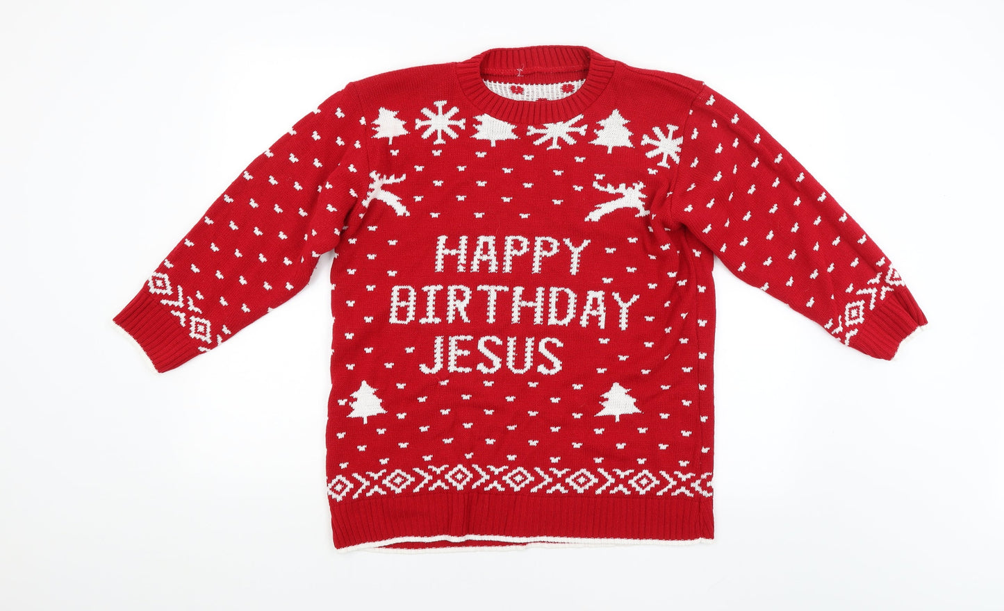 Preworn Womens Red Argyle/Diamond  Pullover Jumper   - Christmas