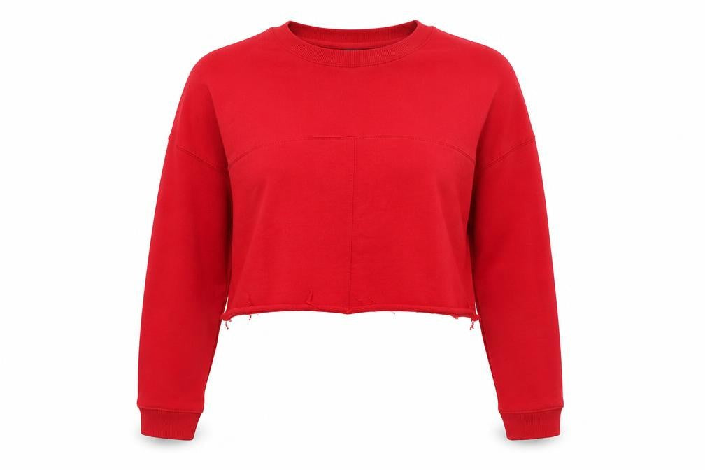 Front view of Missguided women’s red jumper, size UK 14