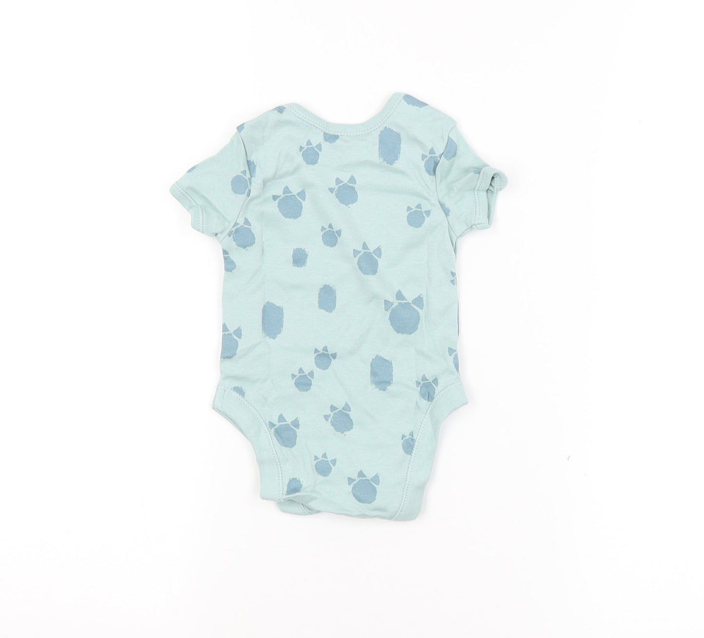 George Baby Blue Animal Print  Babygrow One-Piece Size 3-6 Months  - Dinosaur Print