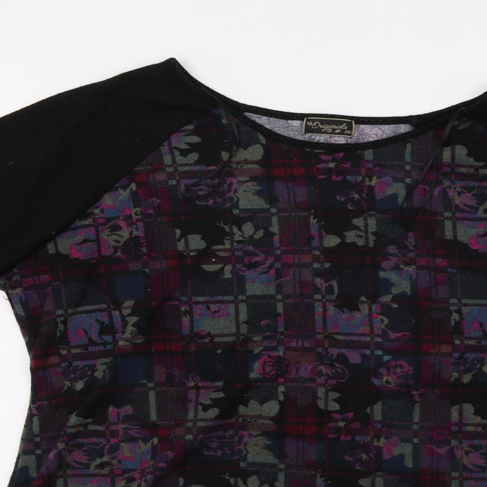 Originals Womens Multicoloured Check Knit Pullover Jumper Size 20