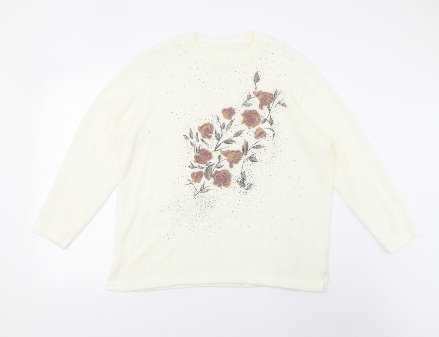 Preworn Womens Ivory Floral  Pullover Jumper Size L