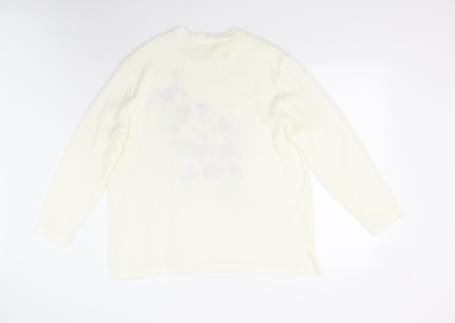 Preworn Womens Ivory Floral  Pullover Jumper Size L