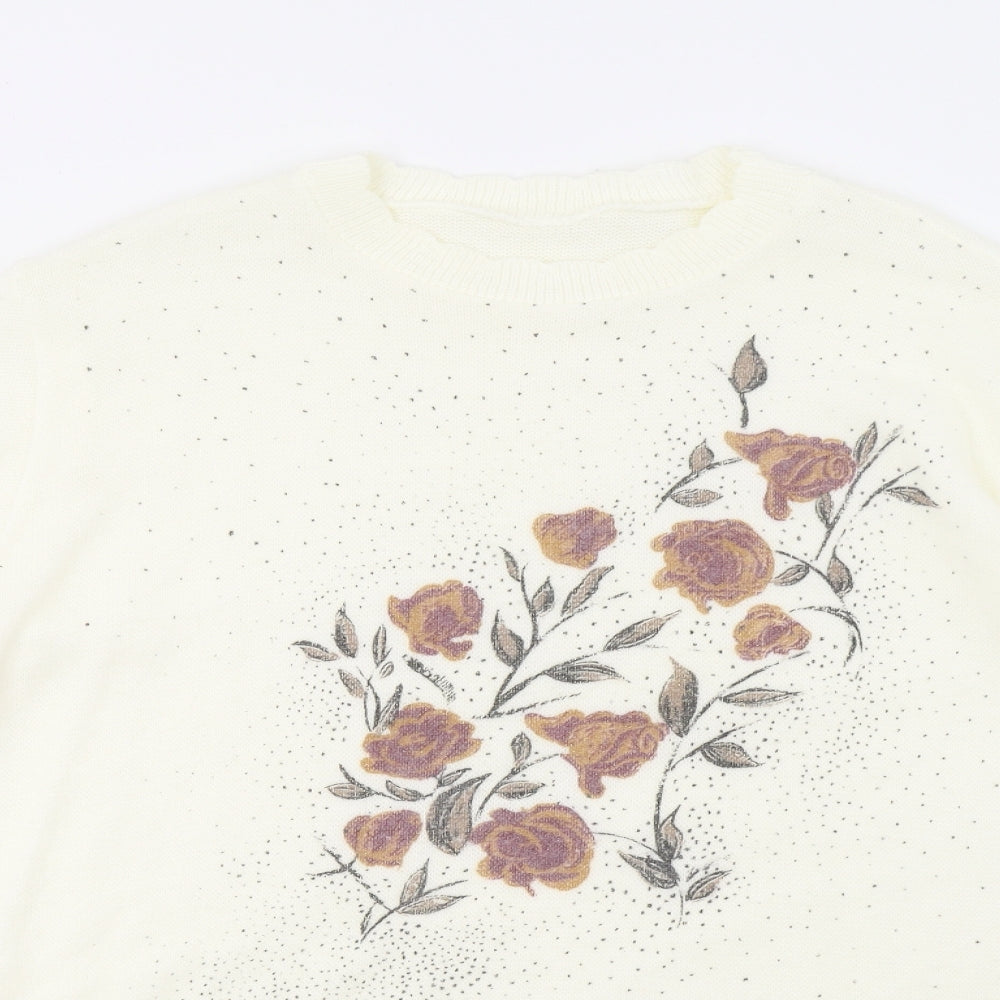 Preworn Womens Ivory Floral  Pullover Jumper Size L
