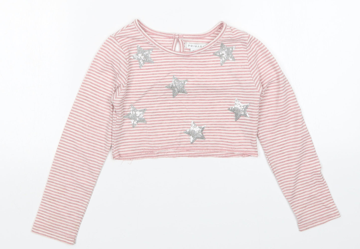 Primark Girls Pink Striped  Pullover T-Shirt Size 6-7 Years