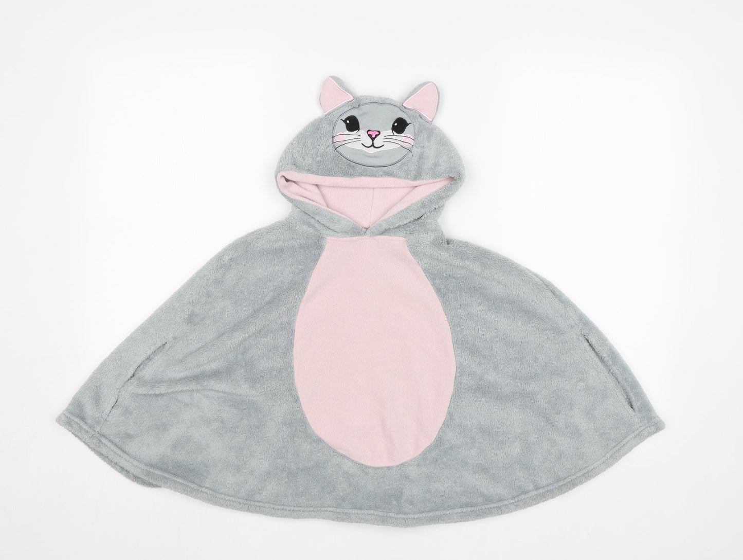 George Girls Grey  Fleece Cape Jumper Size S  - Bunny cape
