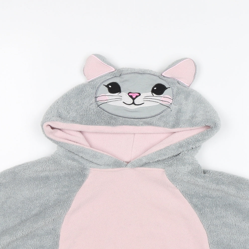 George Girls Grey  Fleece Cape Jumper Size S  - Bunny cape
