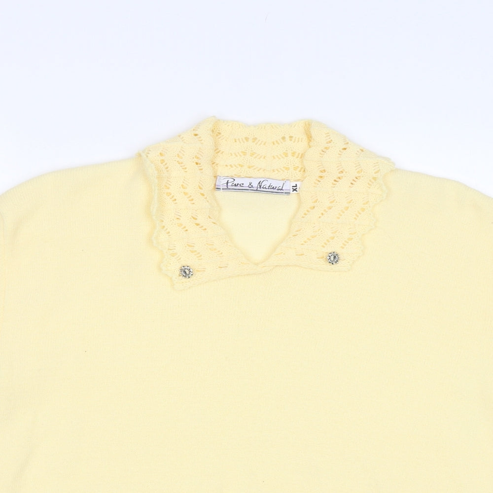 Pure & Natural Womens Yellow   Pullover Jumper Size L