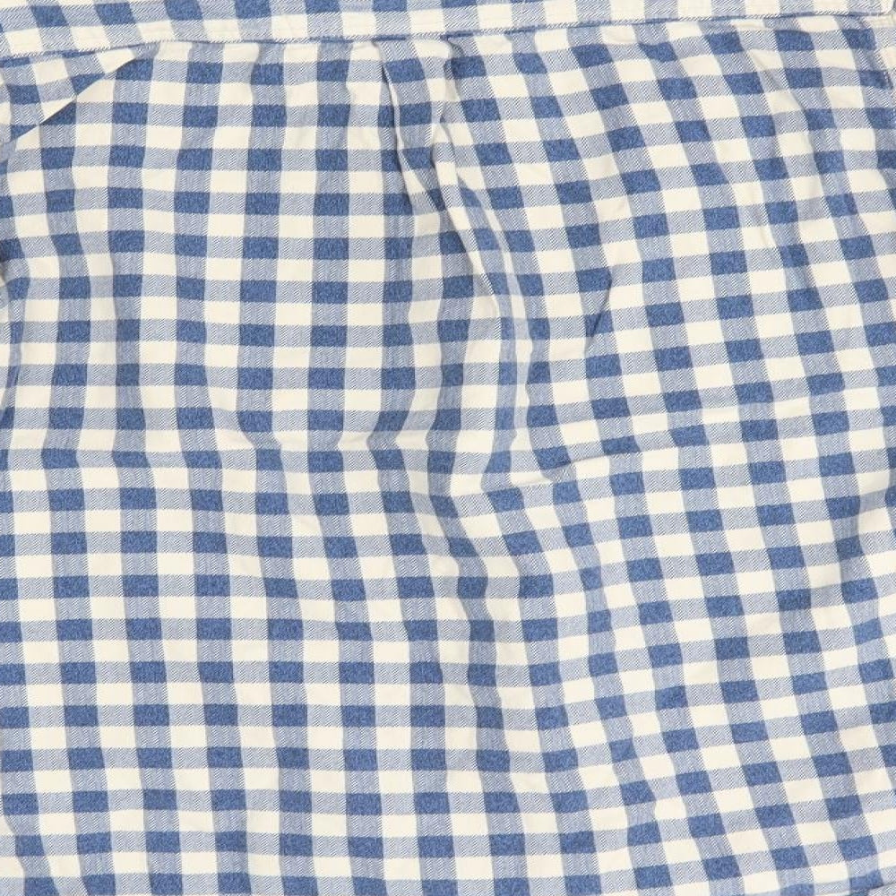 boston crew Mens Blue Plaid   Button-Up Size M