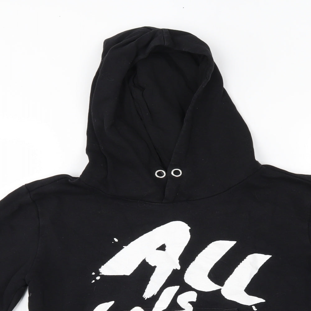 H&M Girls Black   Pullover Hoodie Size 12-13 Years  - all is love
