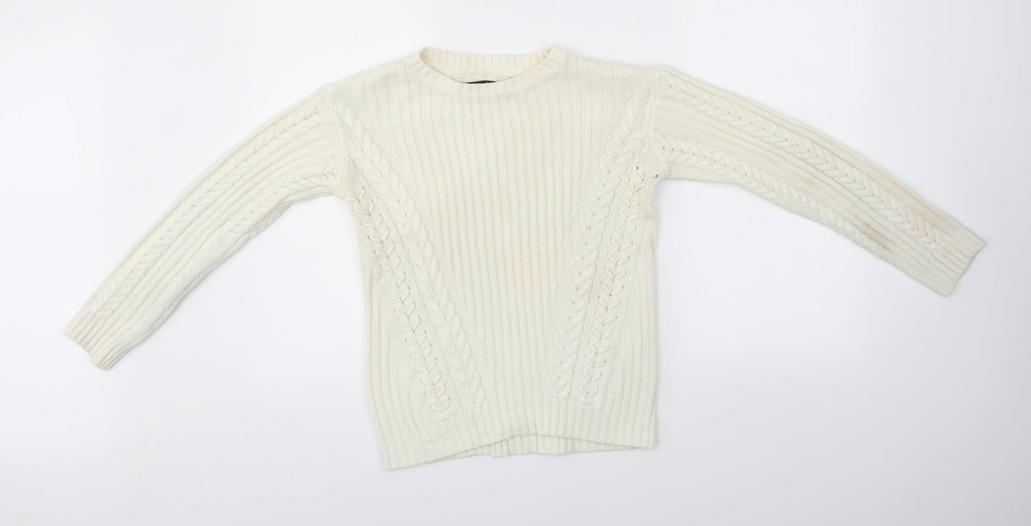 Select Womens White  Knit Pullover Jumper Size S