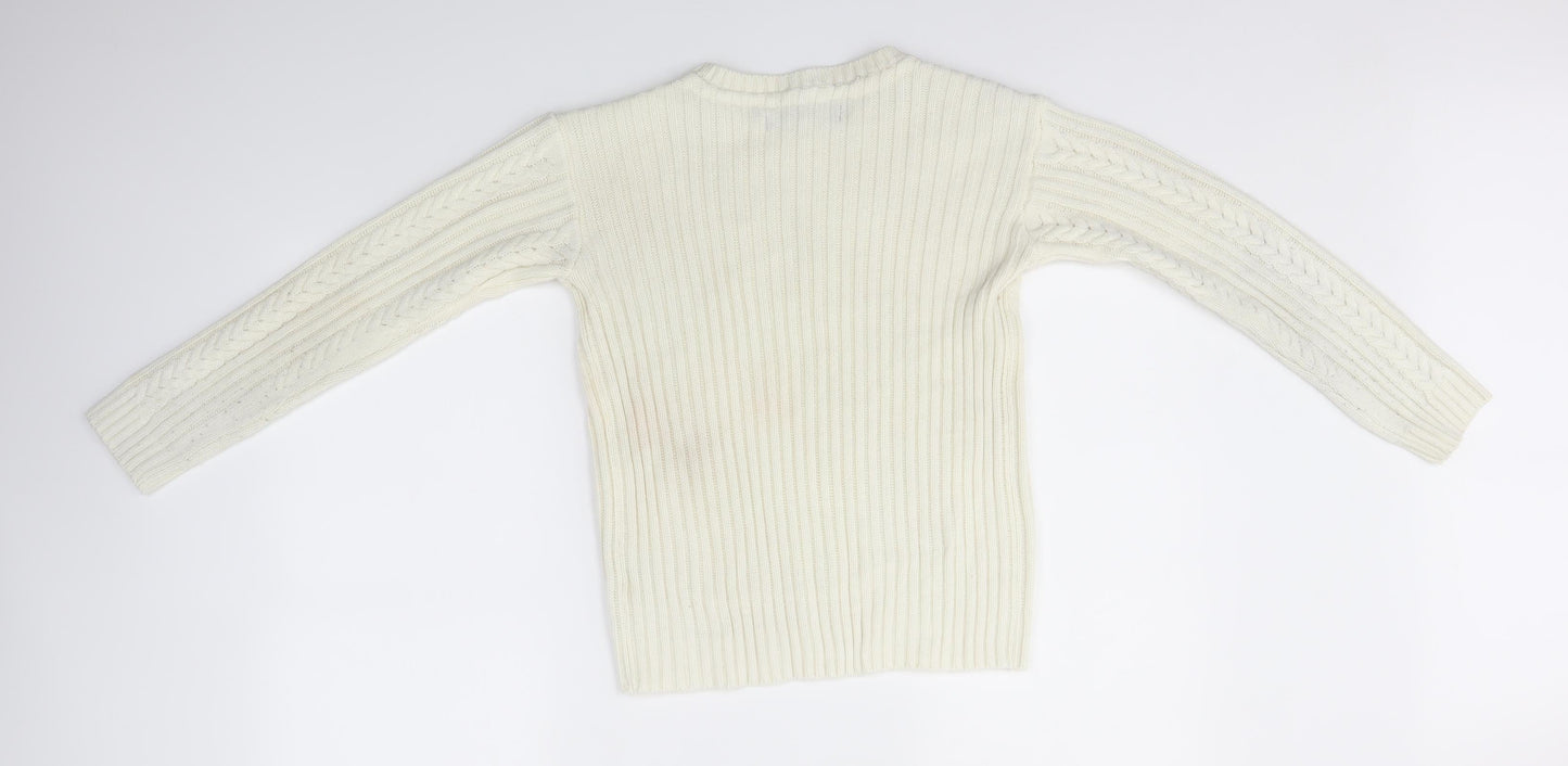 Select Womens White  Knit Pullover Jumper Size S
